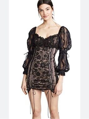 For Love & Lemons Monroe Black Lace Dress